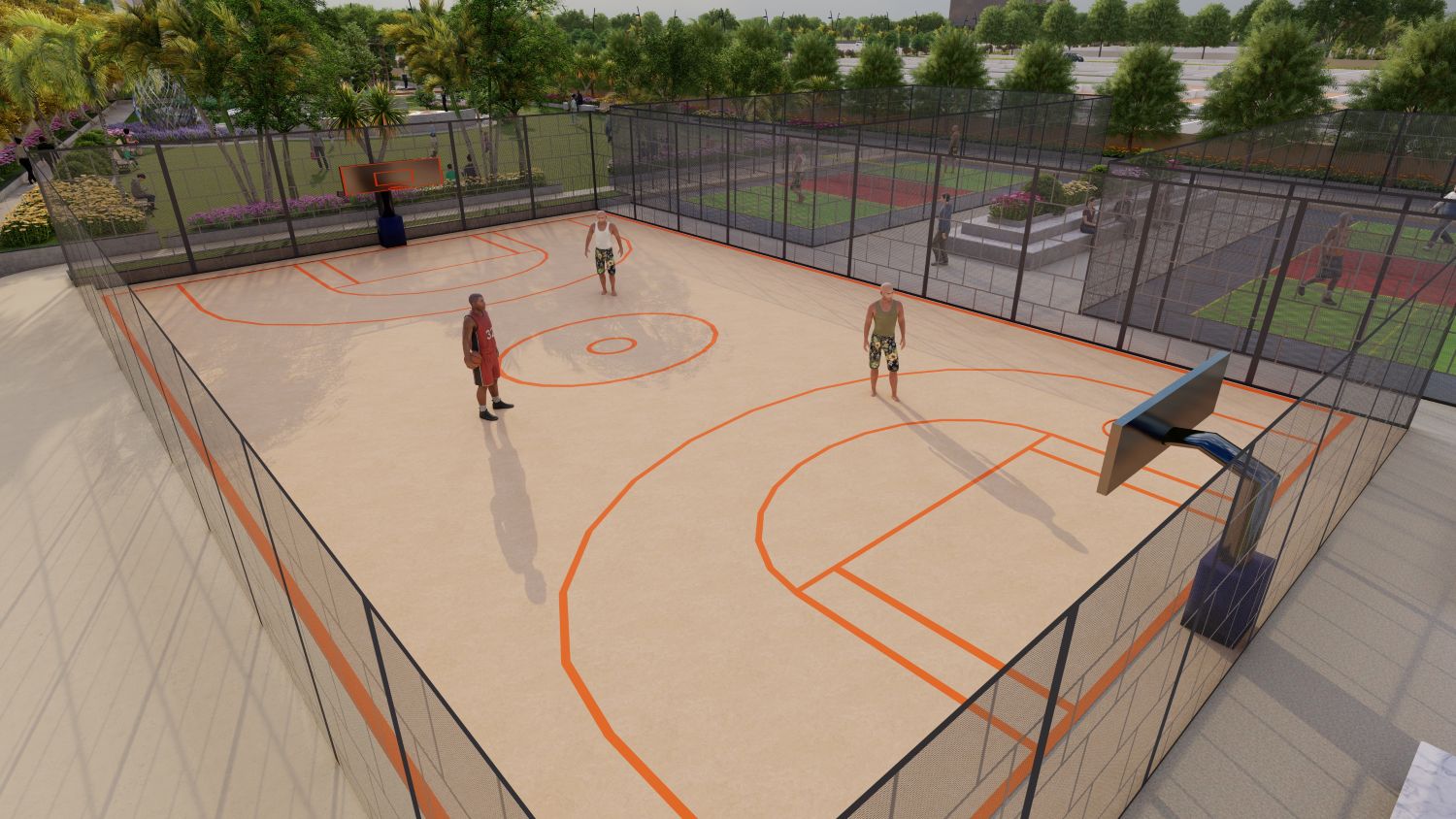 basketball court at plots and villas in gannavaram
