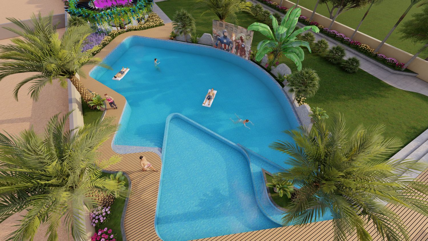 swimming pool at pots and villas in gannavaram
