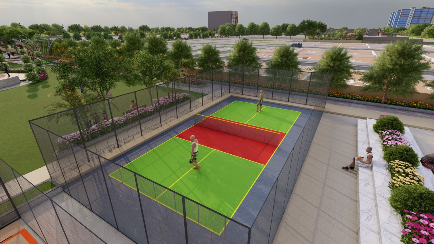 tennis court at plots and villas in gannavaram